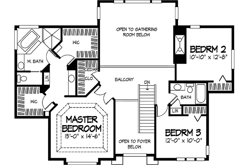 Home Plan - Floor Plan - Upper Floor for Contemporary House Plan #320-879 - 3 bed, 2.5 bath