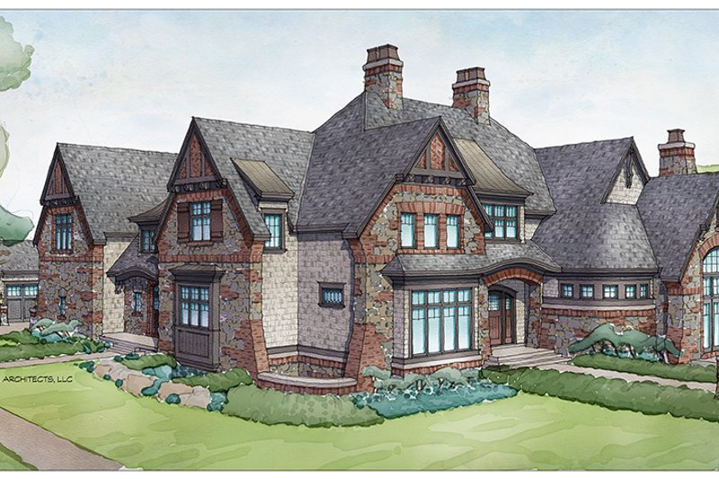 Dream House Plan - Exterior - Rear Elevation 2 for Tudor House Plan #928-275 - 5 bed, 5 bath