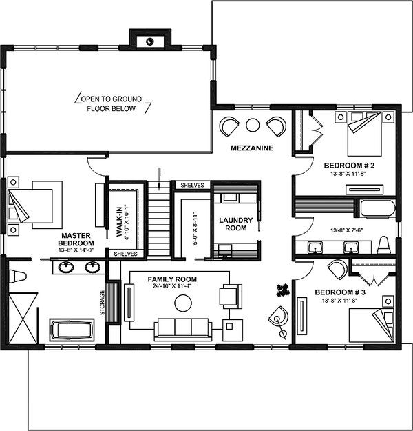 Home Plan - Farmhouse Floor Plan - Upper Floor Plan #23-2752