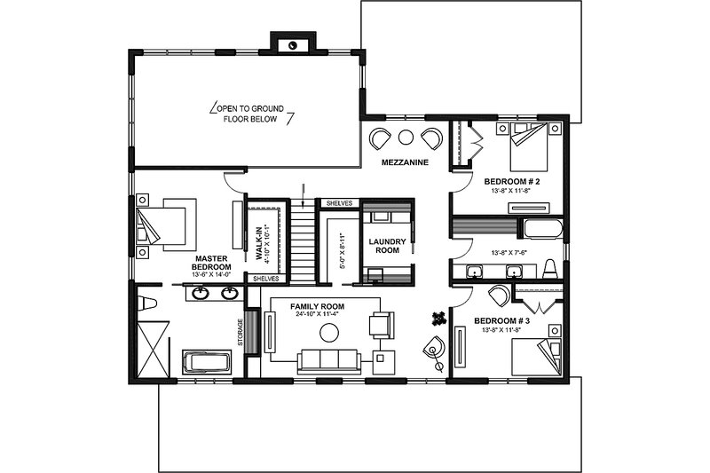 Dream House Plan - Floor Plan - Upper Floor for Farmhouse House Plan #23-2752 - 4 bed, 3 bath