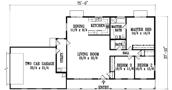 Adobe / Southwestern Floor Plan - Main Floor Plan #1-1305