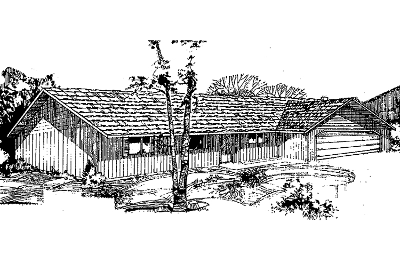 House Blueprint - Exterior - Front Elevation 3 for Ranch House Plan #60-737 - 3 bed, 2 bath