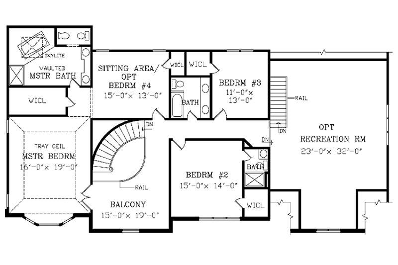 Architectural House Design - Floor Plan - Upper Floor for Traditional House Plan #314-252 - 5 bed, 4.5 bath