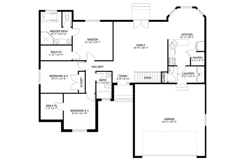 House Design - Floor Plan - Main Floor for Ranch House Plan #1060-290 - 3 bed, 2 bath