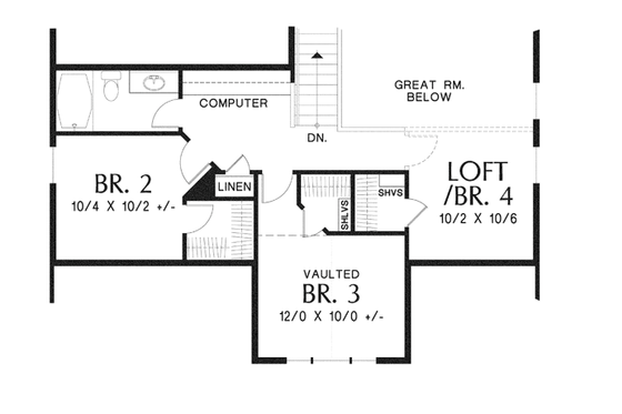 Floor Plan - Upper Floor for Craftsman House Plan #48-901 - 4 bed, 2.5 bath