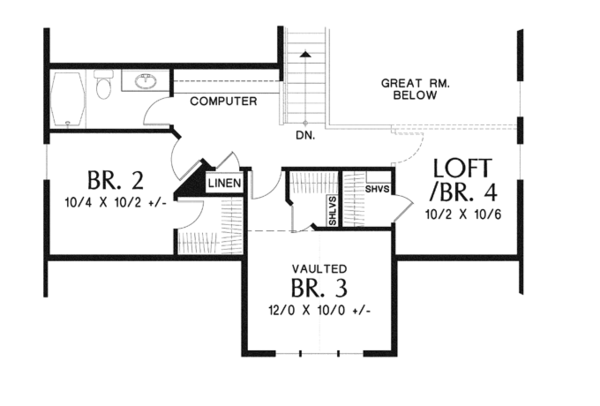Dream House Plan - Craftsman Floor Plan - Upper Floor Plan #48-901