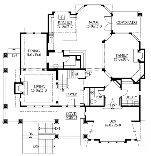 Craftsman Floor Plan - Main Floor Plan #132-334