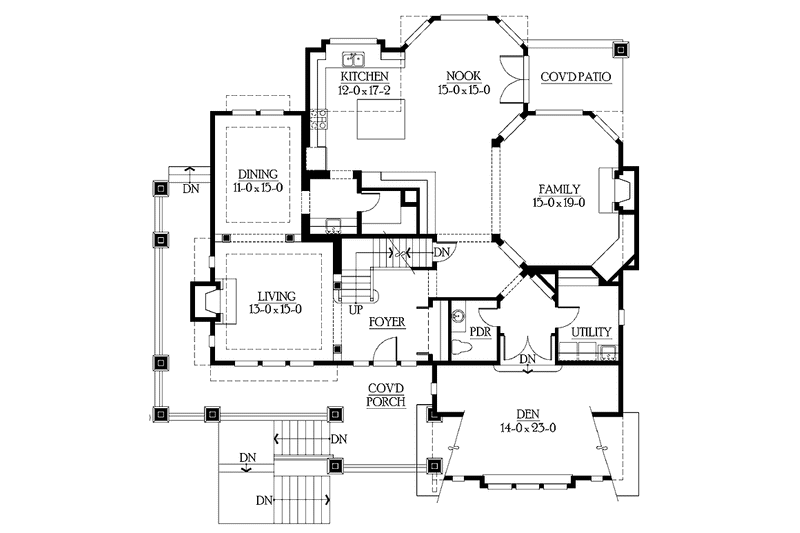 Dream House Plan - Floor Plan - Main Floor for Craftsman House Plan #132-334 - 4 bed, 2.5 bath