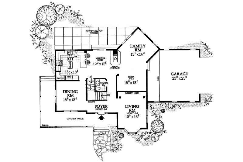 Home Plan - Floor Plan - Main Floor for Country House Plan #72-1101 - 3 bed, 2.5 bath