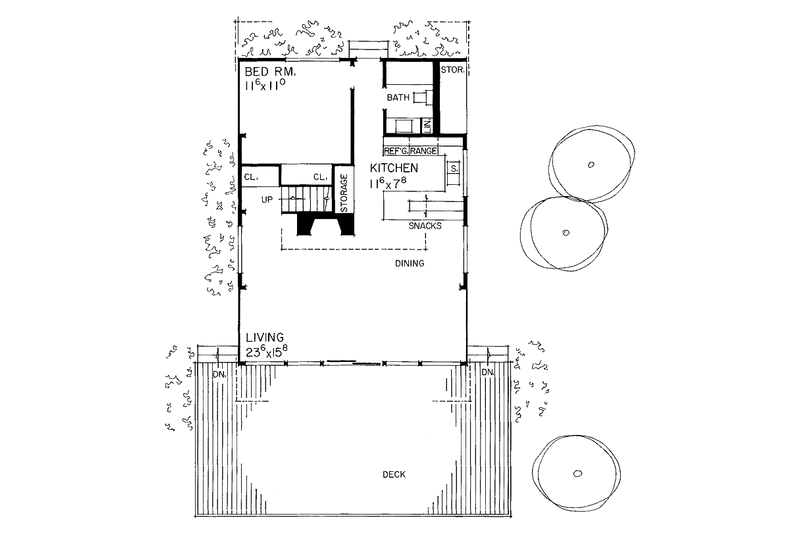 House Design - Floor Plan - Main Floor House Plan #72-533 - 2 bed, 1 bath