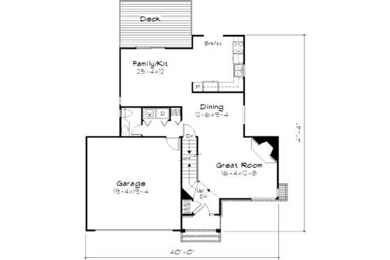 Floor Plan - Main Floor for Traditional House Plan #320-376 - 2 bed, 2.5 bath