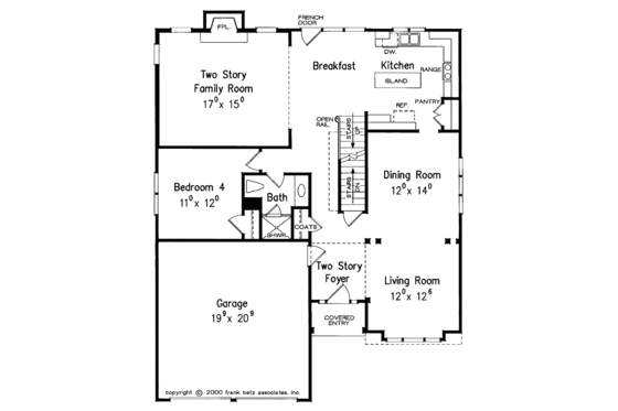 Floor Plan - Main Floor for Colonial House Plan #927-628 - 4 bed, 3.5 bath