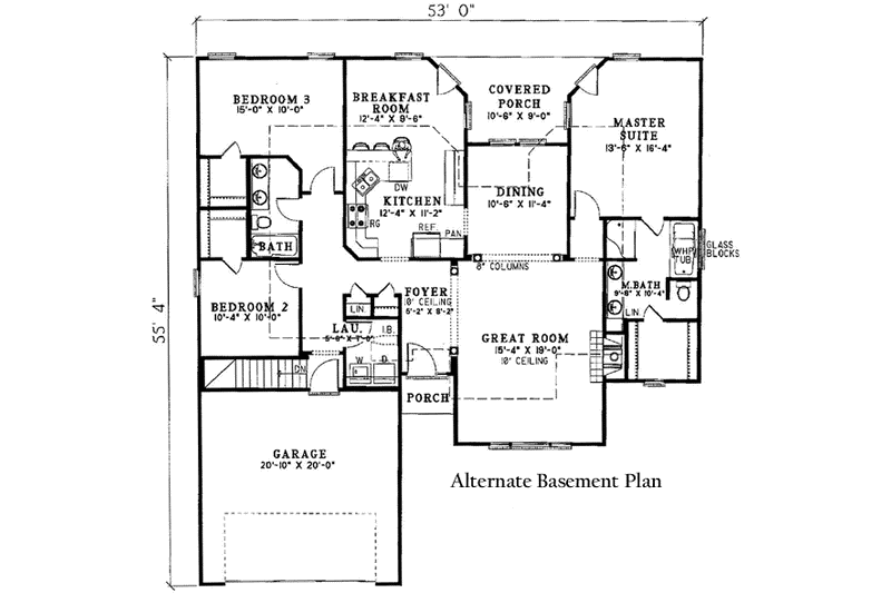 House Blueprint - Floor Plan - Other Floor for European House Plan #17-164 - 3 bed, 2 bath