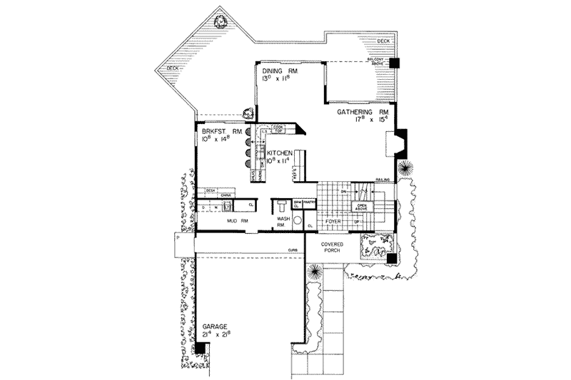 Home Plan - Floor Plan - Main Floor for Contemporary House Plan #72-180 - 4 bed, 3.5 bath