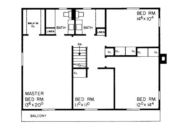 House Plan Design - Colonial Floor Plan - Upper Floor Plan #72-549