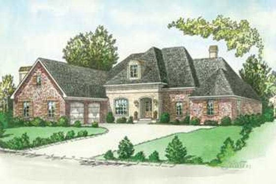 Exterior - Front Elevation for European House Plan #15-149 - 4 bed, 3.5 bath