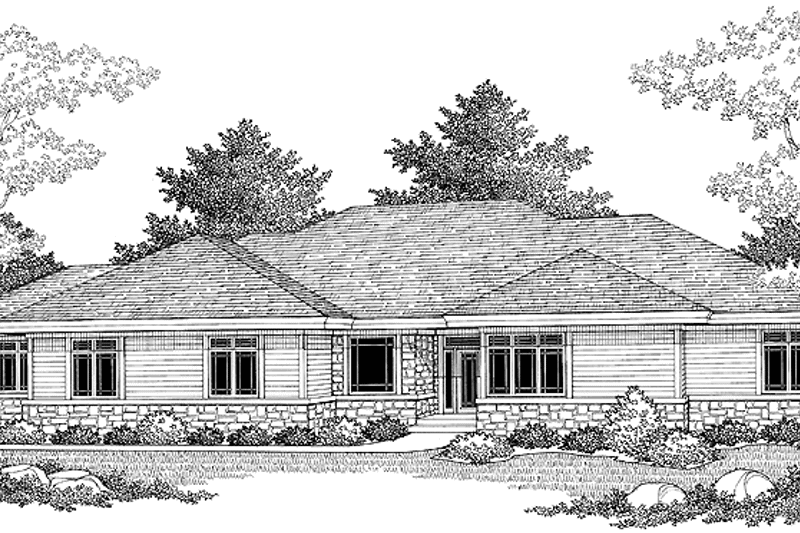 Home Plan - Exterior - Front Elevation 3 for Ranch House Plan #70-1402 - 3 bed, 2.5 bath