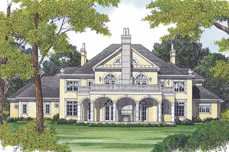 Home Plan - Exterior - Rear Elevation for European House Plan #453-600 - 5 bed, 5.5 bath