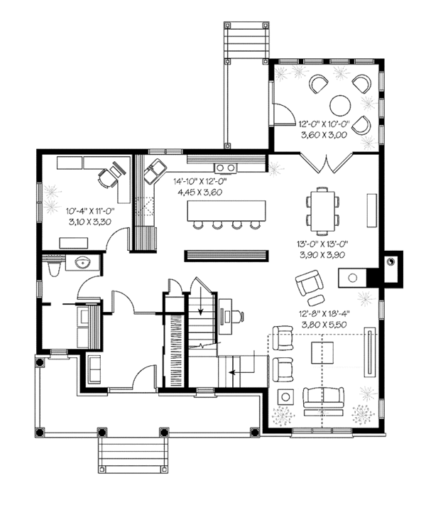 Architectural House Design - Country Floor Plan - Main Floor Plan #23-2406