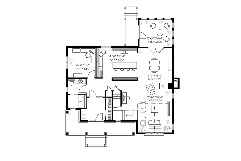 Home Plan - Floor Plan - Main Floor for Country House Plan #23-2406 - 3 bed, 1 bath