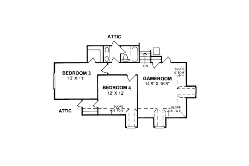 House Blueprint - Floor Plan - Upper Floor for Traditional House Plan #20-324 - 4 bed, 3 bath