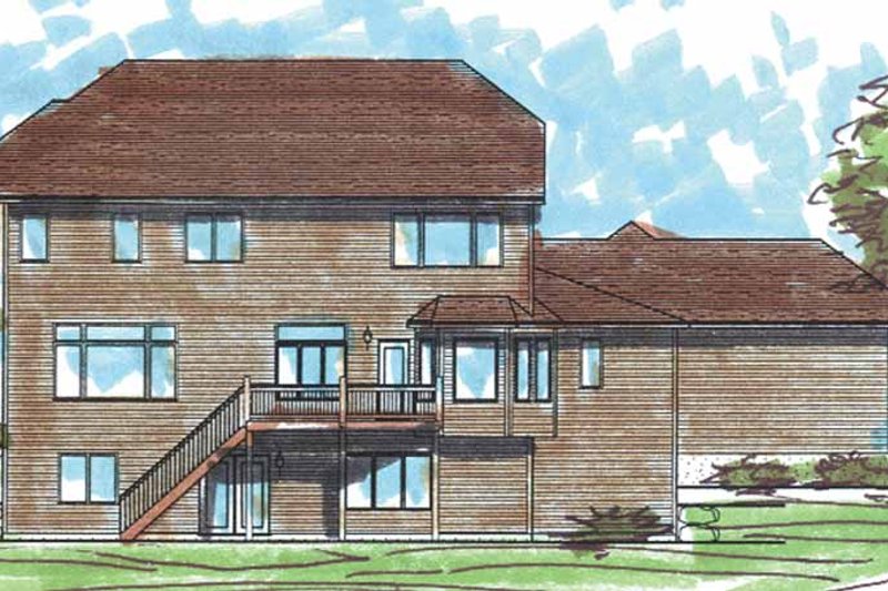 House Blueprint - Exterior - Rear Elevation for Craftsman House Plan #320-1006 - 4 bed, 2.5 bath