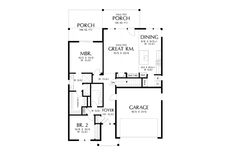 House Blueprint - Floor Plan - Main Floor for Farmhouse House Plan #48-1058 - 3 bed, 3 bath