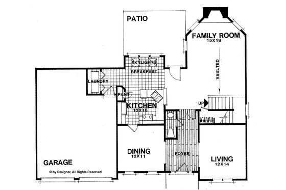Floor Plan - Main Floor for Colonial House Plan #56-672 - 3 bed, 2.5 bath