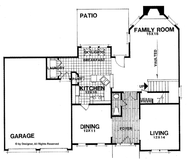 Architectural House Design - Colonial Floor Plan - Main Floor Plan #56-672