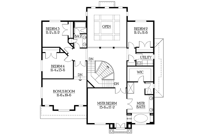 Home Plan - Floor Plan - Upper Floor for Prairie House Plan #132-436 - 4 bed, 2.5 bath