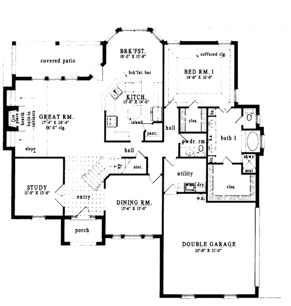House Design - Country Floor Plan - Main Floor Plan #42-581