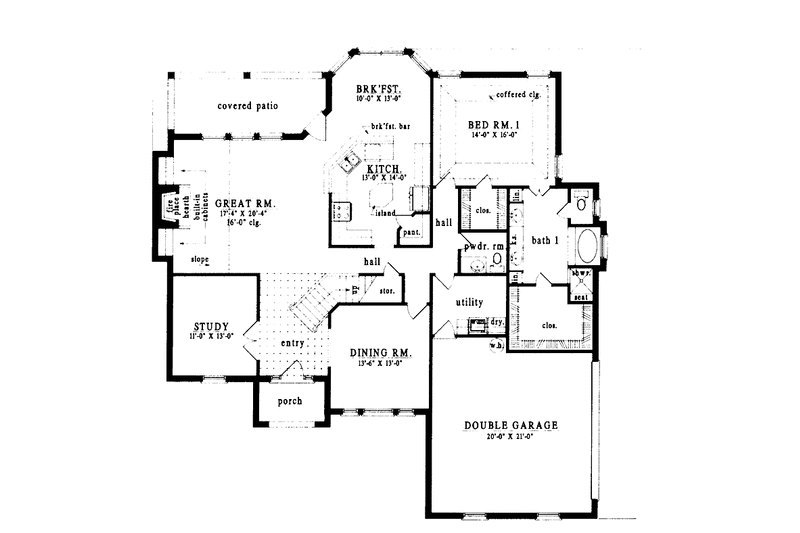 Home Plan - Floor Plan - Main Floor for Country House Plan #42-581 - 3 bed, 2.5 bath