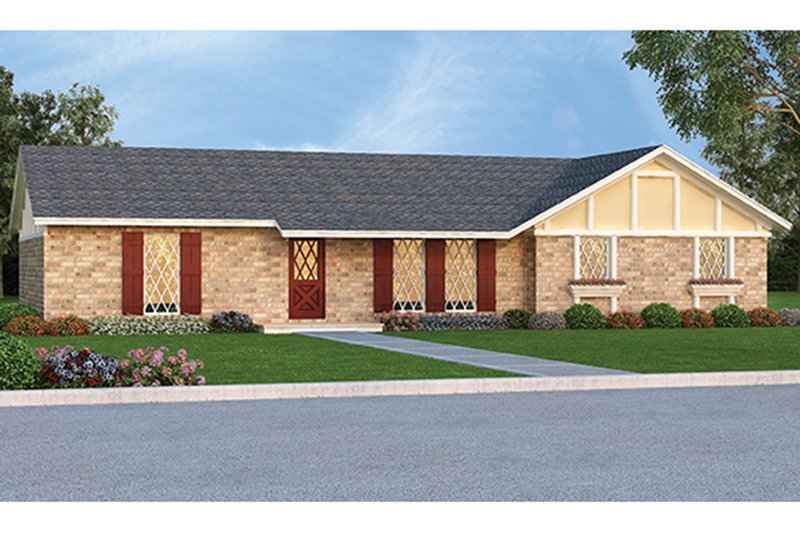 Home Plan - Exterior - Front Elevation 3 for Ranch House Plan #45-555 - 3 bed, 2 bath