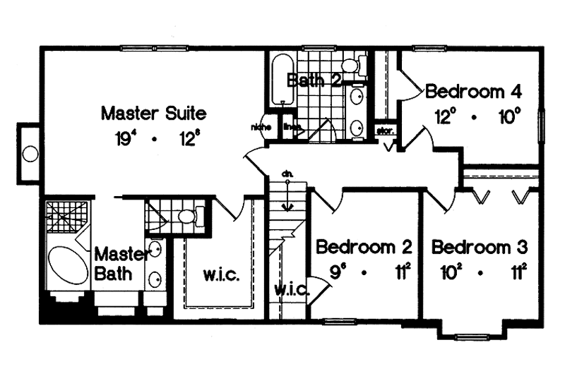 Home Plan - Floor Plan - Upper Floor for Country House Plan #417-600 - 4 bed, 2.5 bath