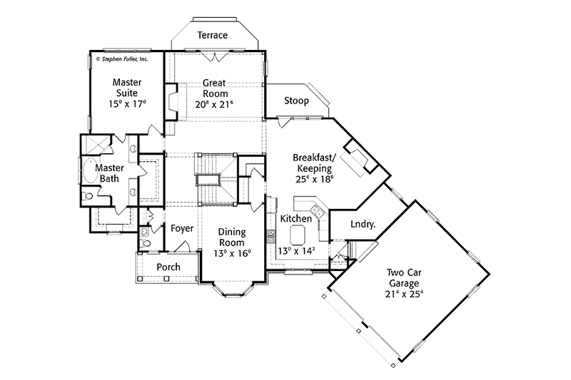 House Plan Design - Floor Plan - Main Floor for Country House Plan #429-349 - 3 bed, 3.5 bath
