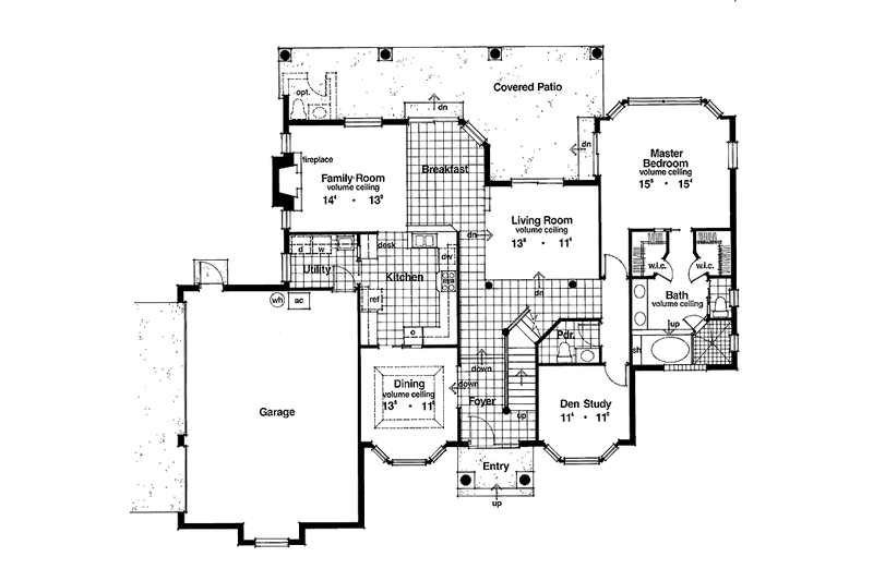 Dream House Plan - Floor Plan - Main Floor for Mediterranean House Plan #417-499 - 4 bed, 3.5 bath