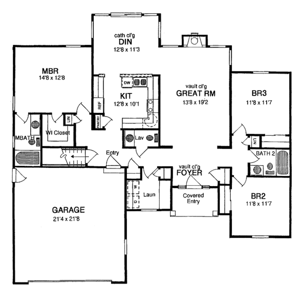 House Plan Design - Ranch Floor Plan - Main Floor Plan #316-239