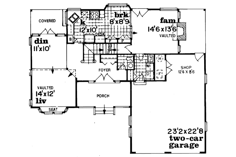 Architectural House Design - Floor Plan - Main Floor for Country House Plan #47-1001 - 3 bed, 2.5 bath