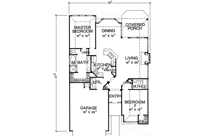 Home Plan - Floor Plan - Main Floor for Mediterranean House Plan #472-95 - 2 bed, 2 bath