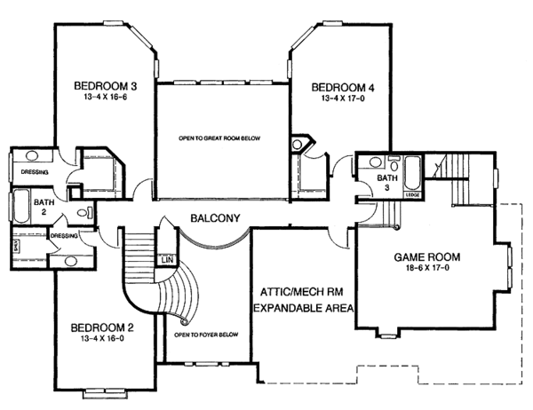 House Blueprint - Mediterranean Floor Plan - Upper Floor Plan #952-33