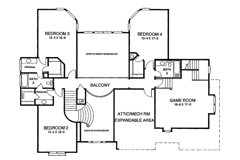 Home Plan - Floor Plan - Upper Floor 1 for Mediterranean House Plan #952-33 - 4 bed, 3.5 bath