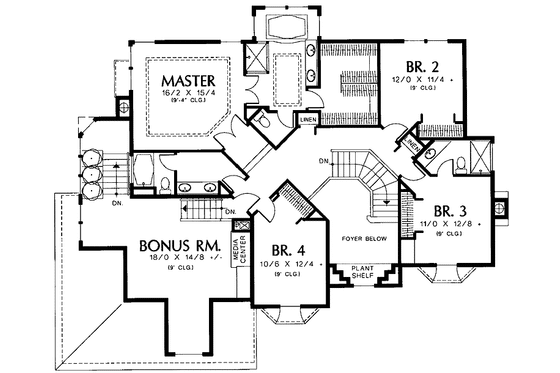 Floor Plan - Upper Floor for Mediterranean House Plan #48-742 - 4 bed, 3.5 bath