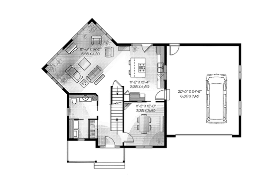 Floor Plan - Main Floor for Country House Plan #23-2405 - 3 bed, 1.5 bath