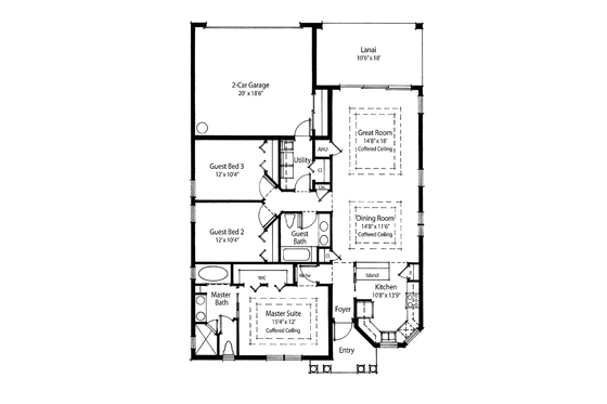 Floor Plan - Main Floor for Mediterranean House Plan #938-27 - 3 bed, 2 bath