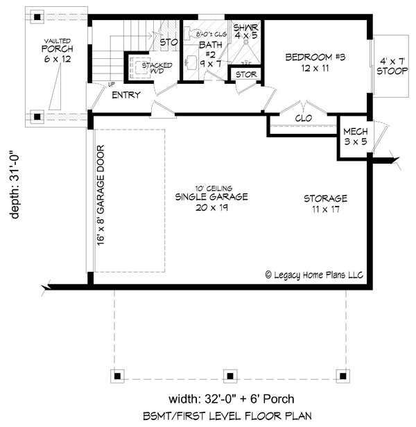 Southern Floor Plan - Main Floor Plan #932-822