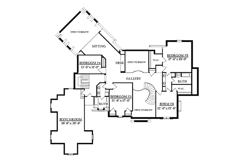 Architectural House Design - Floor Plan - Upper Floor for Country House Plan #937-14 - 5 bed, 3.5 bath