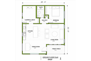 Traditional Style House Plan - 1 Beds 1 Baths 824 Sq/Ft Plan #1106-13 