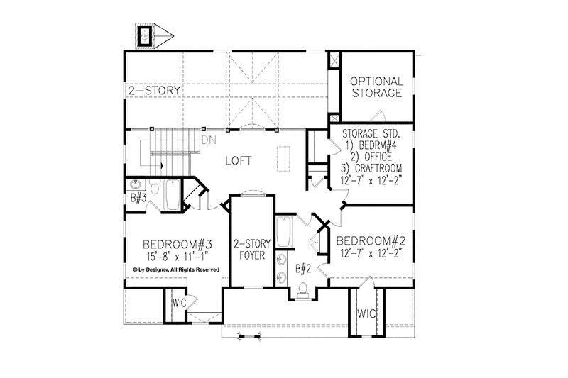 Dream House Plan - Floor Plan - Upper Floor for Craftsman House Plan #54-350 - 4 bed, 3.5 bath