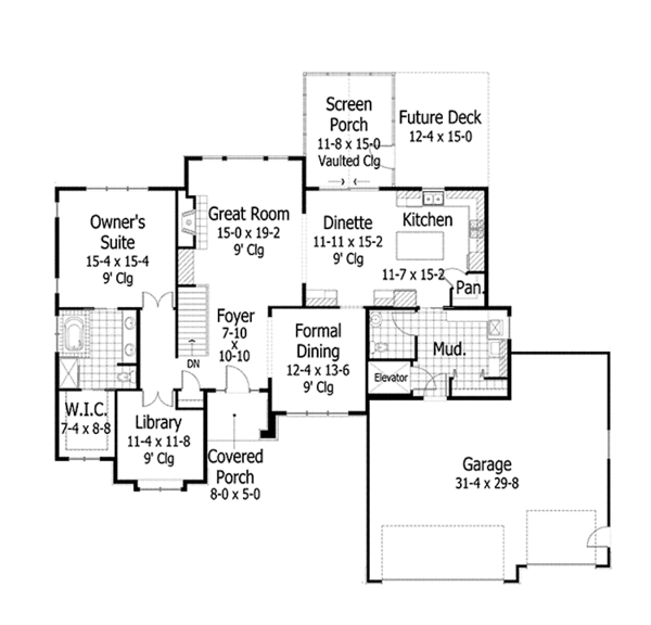 Dream House Plan - Ranch Floor Plan - Main Floor Plan #51-1065