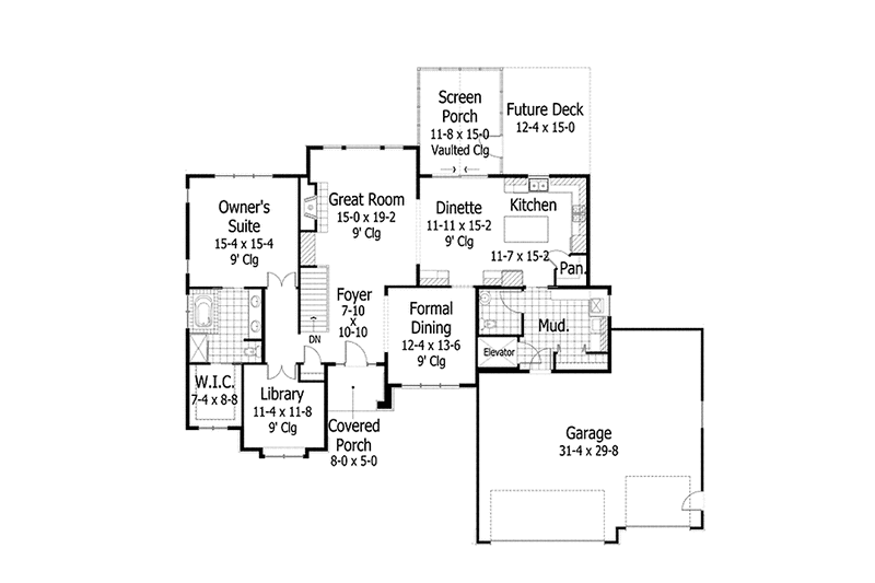 Dream House Plan - Floor Plan - Main Floor for Ranch House Plan #51-1065 - 3 bed, 2.5 bath